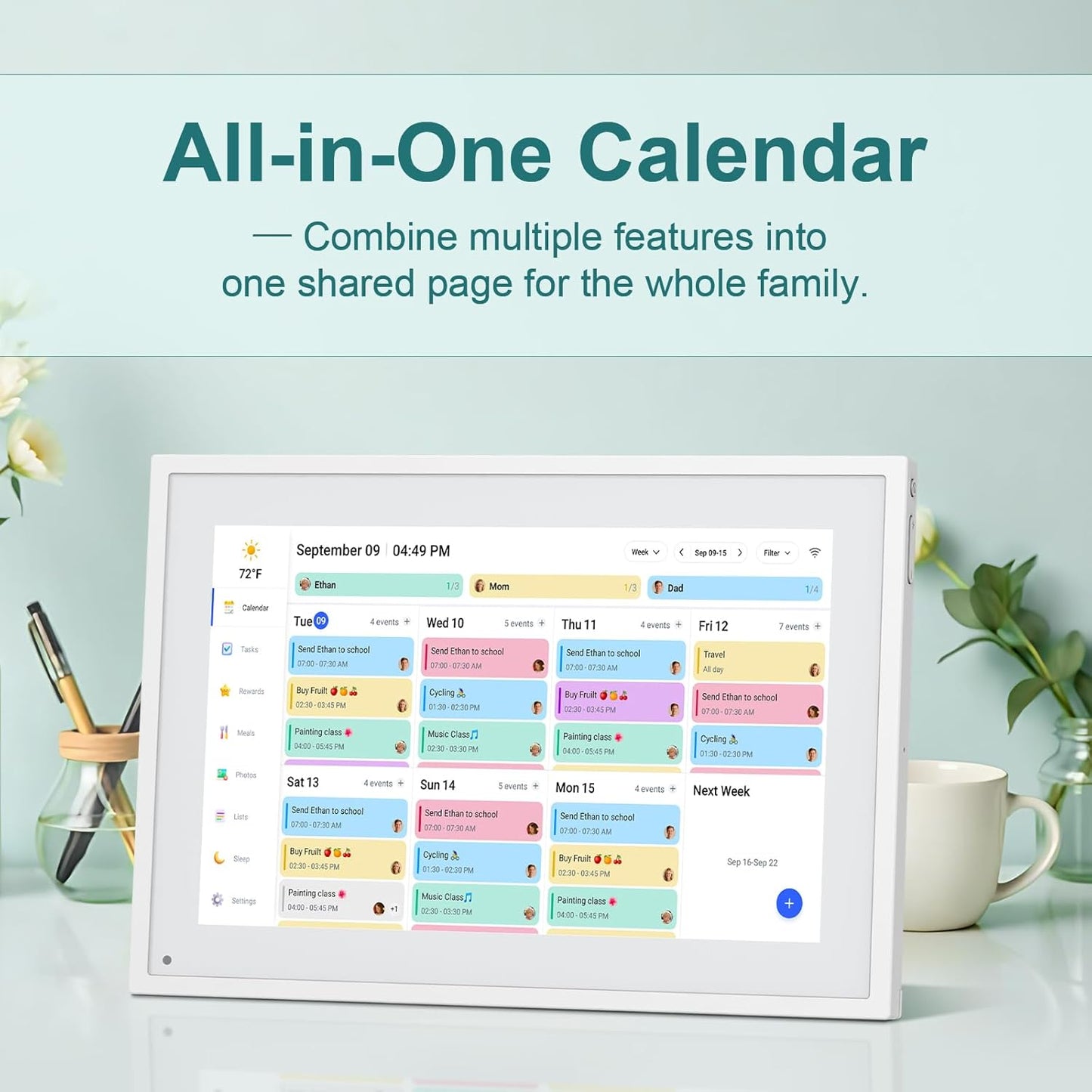 Canupdog Digital Calendar, 10.1inch Smart WiFi Digital Calendar&Chore Chart, Touch Screen HD Display for Family Schedules, Share Moments Instantly from Anywhere, Christmas Gifts for Women Mom