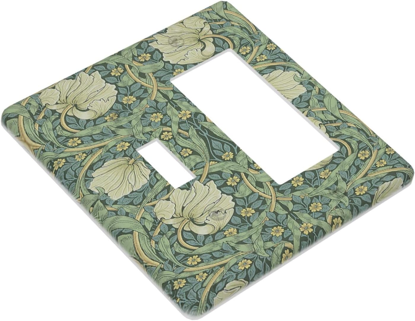 Outlet Covers Vintage Floral Plant Sage Green William Morris 1 Toggle 1 Rocker Combination Decorative Wall Plate Light Switch Cover Plate Electrical Switch Plates for Bedroom Home Decor