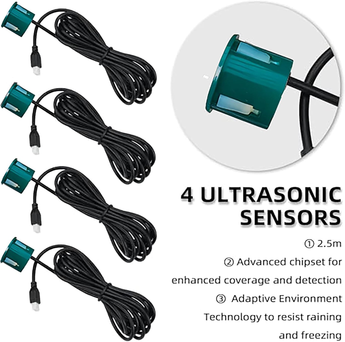 LCD Parking Sensor Kit - Displays Data on Original Screen, Easy Rear Installation, Compatible with All Camera Formats (AHD, CVBS), 18 Probe Colors to Match Any Vehicle