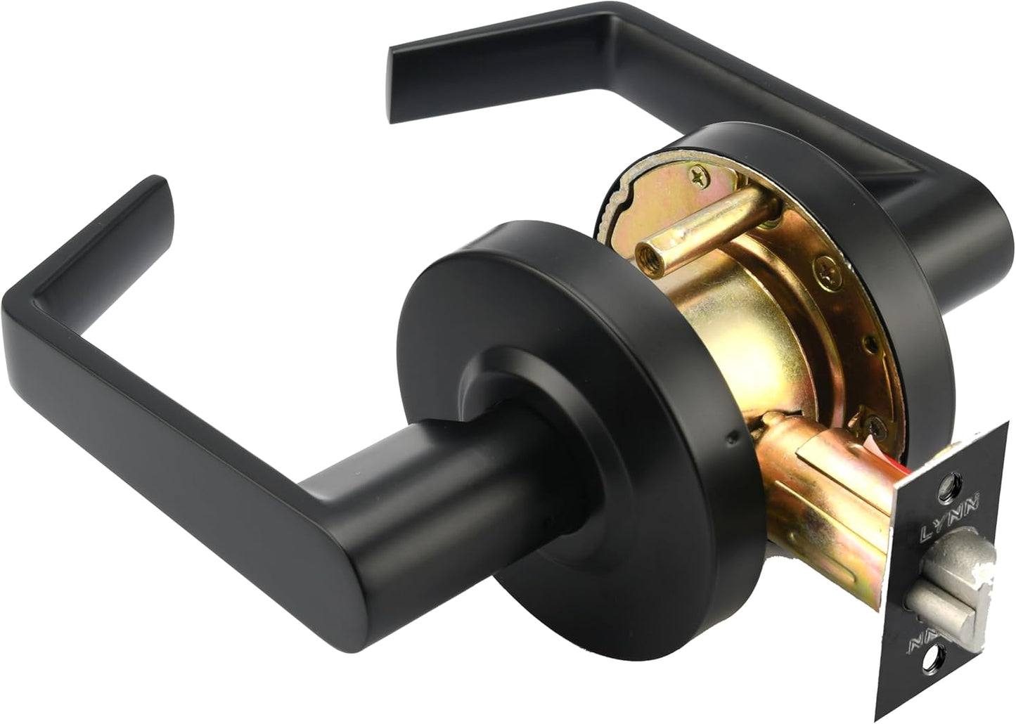 LYNN HARDWARE Commercial Door Lever Lock - Heavy-Duty Locking Door Handle, Designer Door Handles, Cylindrical Lever Lock, Non-Handed Grade 2 Door Handle, Matte Black, Passage/Closet