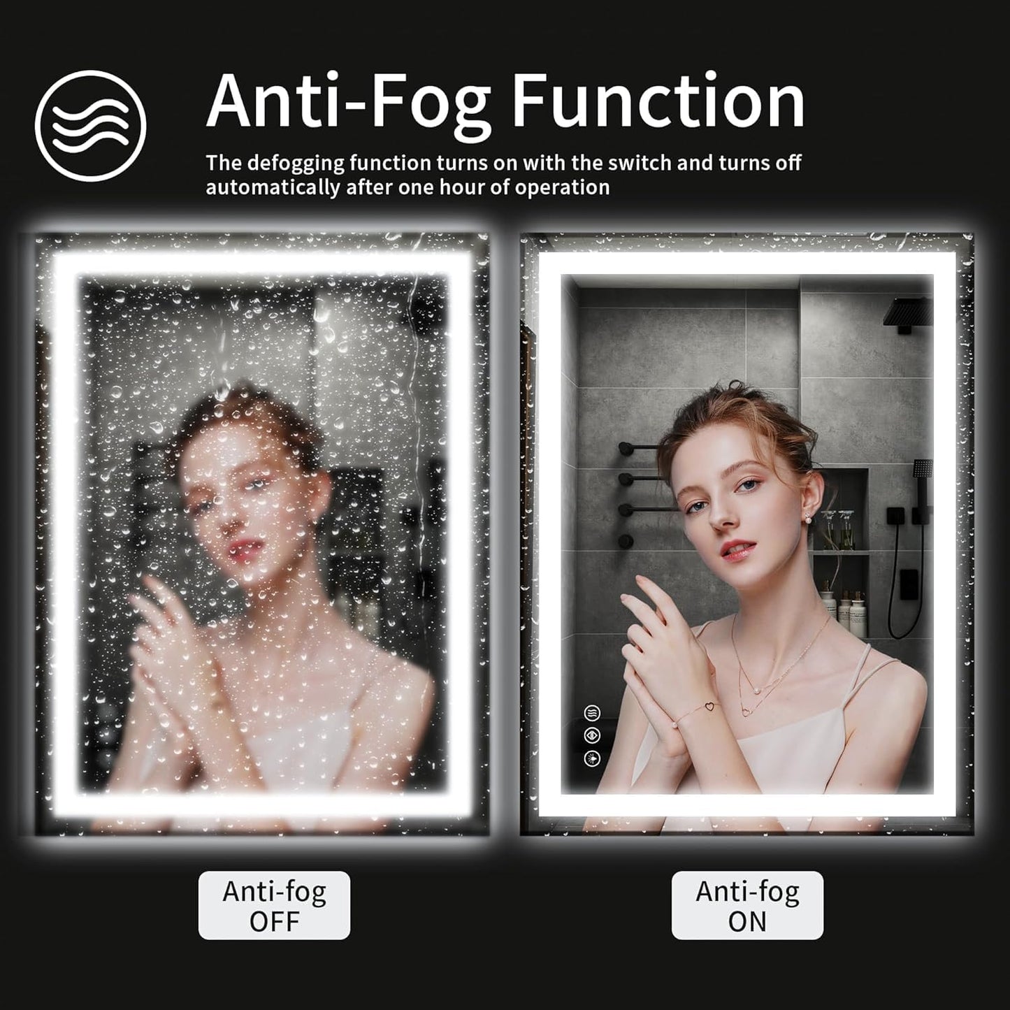 20"x28" LED Bathroom Mirror with Lights, Dimmable, Anti-Fog, Lighted Bathroom Vanity Mirror for Wall, Backlit + Front Lit, Memory Function, Shatter-Proof, Tempered Glass