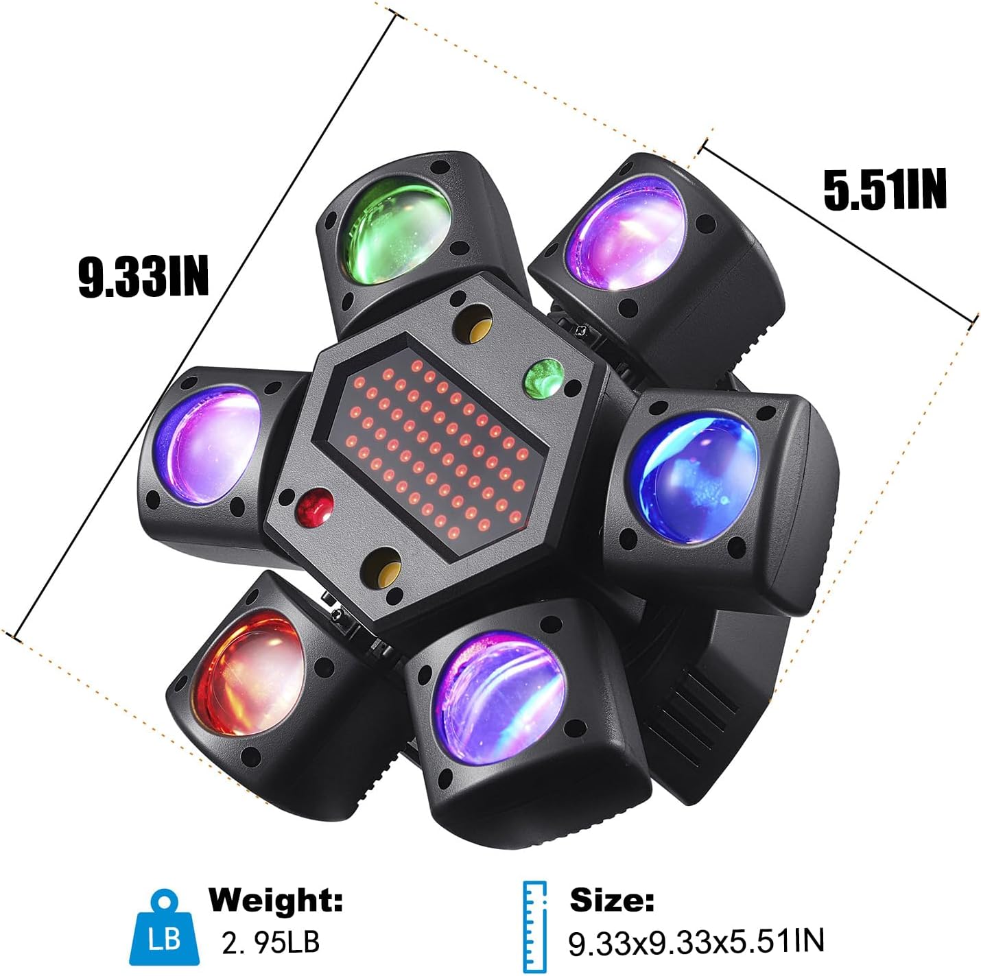 Mini Moving Head DJ Lights, 6-Arm Disco Lights with Remote Control 80w RGBW 4in1 LED DJ Stage Lighting Sound Activated DMX 512 Control for Disco Club Wedding Party Christmas