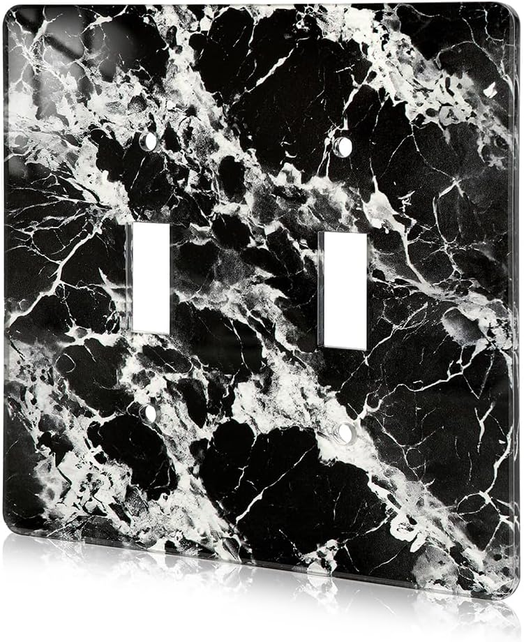 Black White Marble Pattern Acrylic Wall Plate Cover Switch Plate Covers Cover Light Switch Cover Switch Cover Decorative Double Gang Toggle Outlet Covers Switch Cover