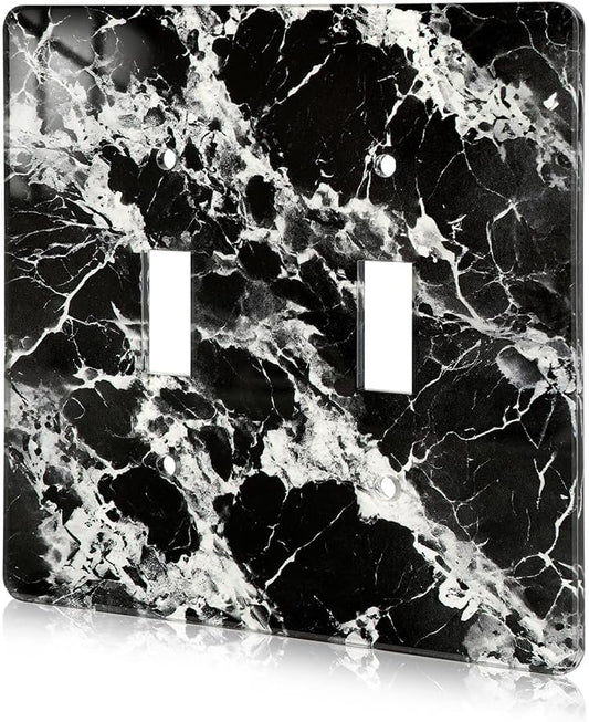 Black White Marble Pattern Acrylic Wall Plate Cover Switch Plate Covers Cover Light Switch Cover Switch Cover Decorative Double Gang Toggle Outlet Covers Switch Cover