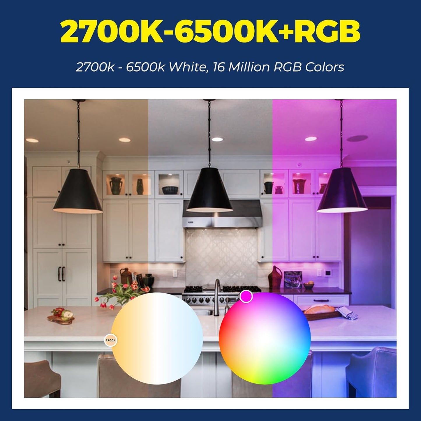 Lightinginside Smart Light Bulbs 100W Equiv., 1350LM 11W Smart Bulb Works with Alexa/Google Home/Smart Life, A19 E26 RGBCW Color Changing, No Hub Required, 2.4G WiFi Bluetooth Bulb, ETL Listed, 1PC
