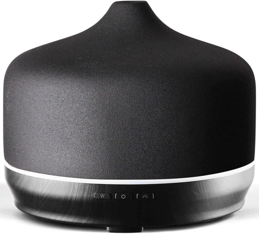 Porseme 500ml Ceramic Essential Oil Diffuser Aromatherapy Ultrasonic Cool Mist Humidifier 15-21 Running Hours Air Diffusers for Sleeping Yoga Office Working Spa and Rest (Black Ceramic)
