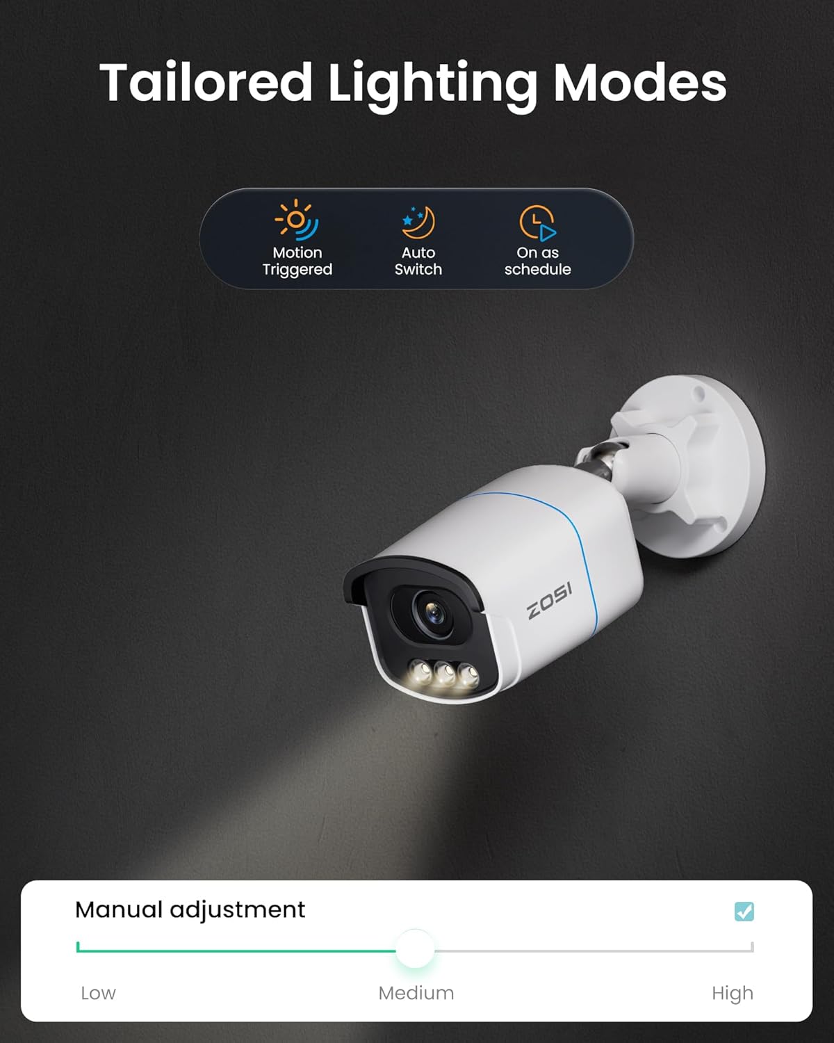 ZOSI 4K 8MP 16CH PoE Security Camera System, 12 x 3K 5MP C186 Aurora Lux True Full Color Night Vision Outdoor Indoor PoE Wired Camera, Person/Vehicle Alerts, Light & Siren, Two-Way Talk, with 4TB HDD