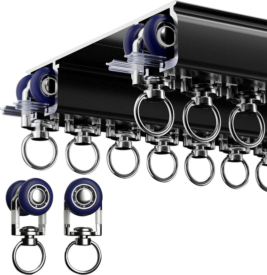 Ceiling Mounted Curtain Track System - Double Rails for Curtains & Drapes - Room Dividers - Sliding Curtain Rail for Window (balck, 4.5m)