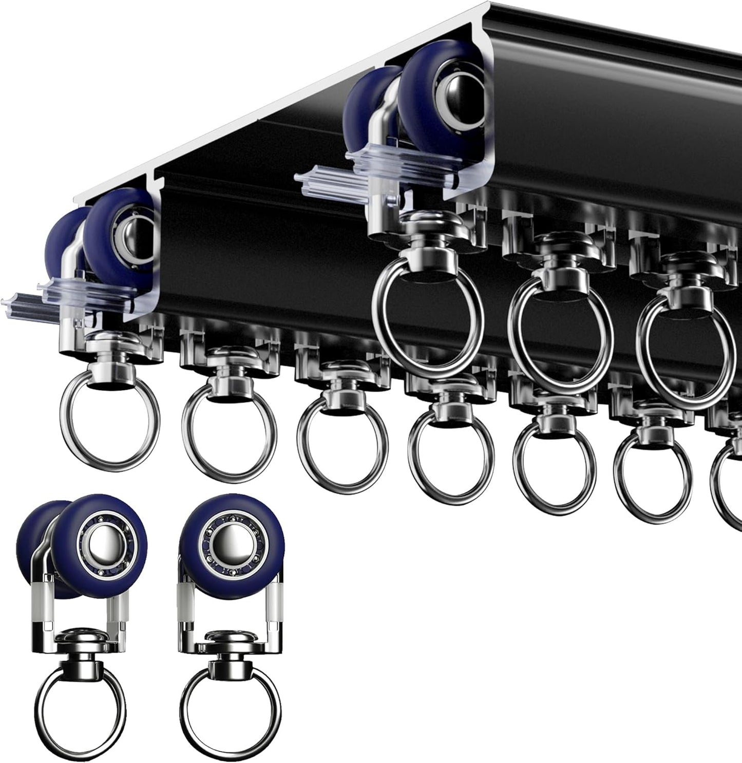Ceiling Mounted Curtain Track System - Double Rails for Curtains & Drapes - Room Dividers - Sliding Curtain Rail for Window (balck, 3m)