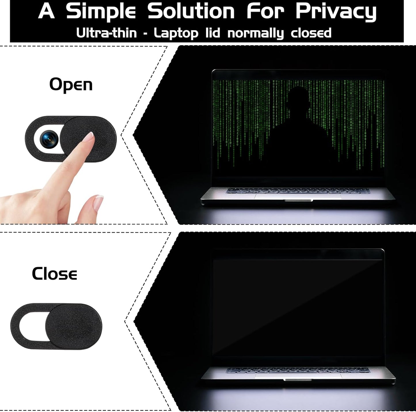 50PCS Webcam Cover Slide, 0.023 Inch Ultra-Thin Universal Web Camera Cover for Laptop, Computer, Phone–Secure Privacy with Smooth-Sliding Camera Cover(Black+White)