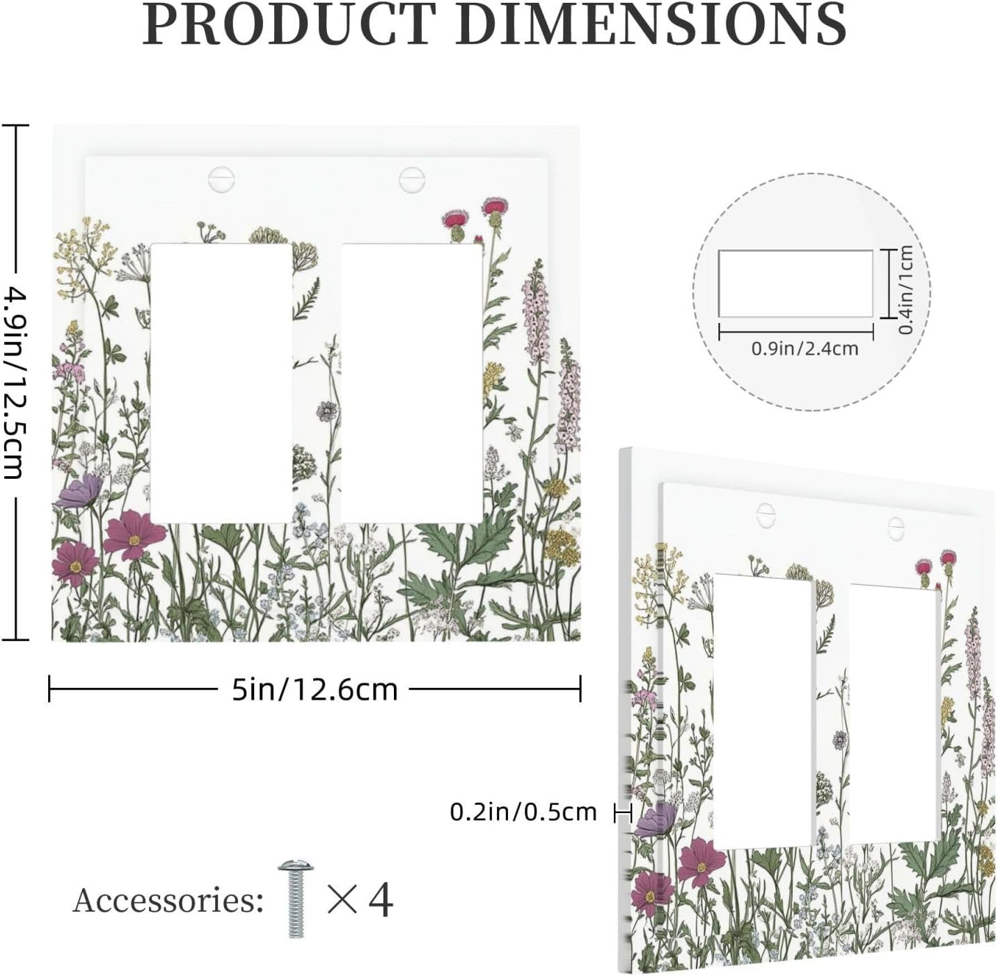 Vintage Herbs Wildflowers Plant Floral Decorative Outlet Covers 2 Gang Double Gfci Rocker Electrical Wall Panels Light Switch Cover Plate For Bed Room Home Decor