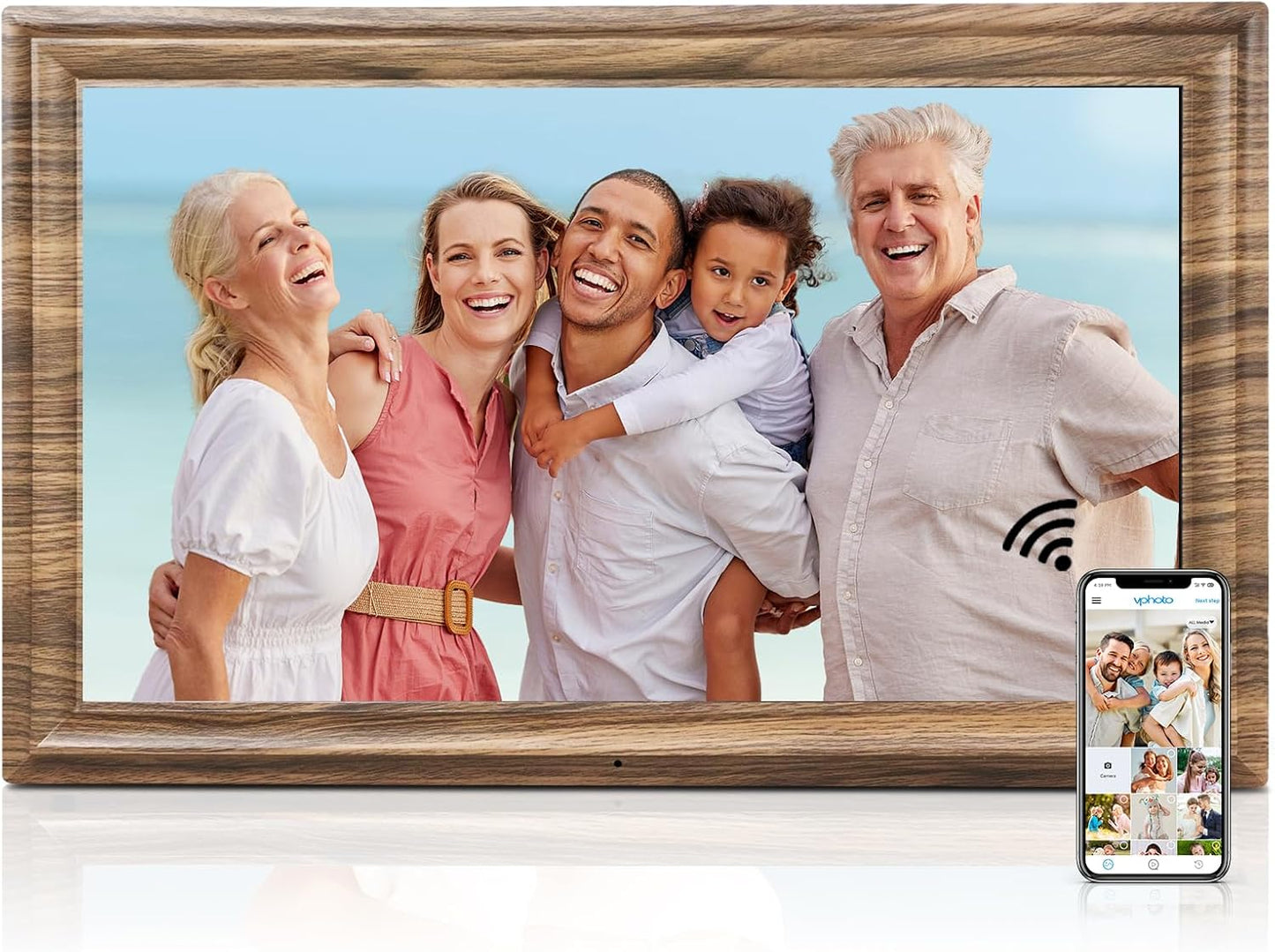 16 Inch Large Digital Picture Frame, Canupdog Digital Photo Frame with 32GB Storage Wall Mountable, Auto-Rotate, Motion Sensor Share Photo Video via App