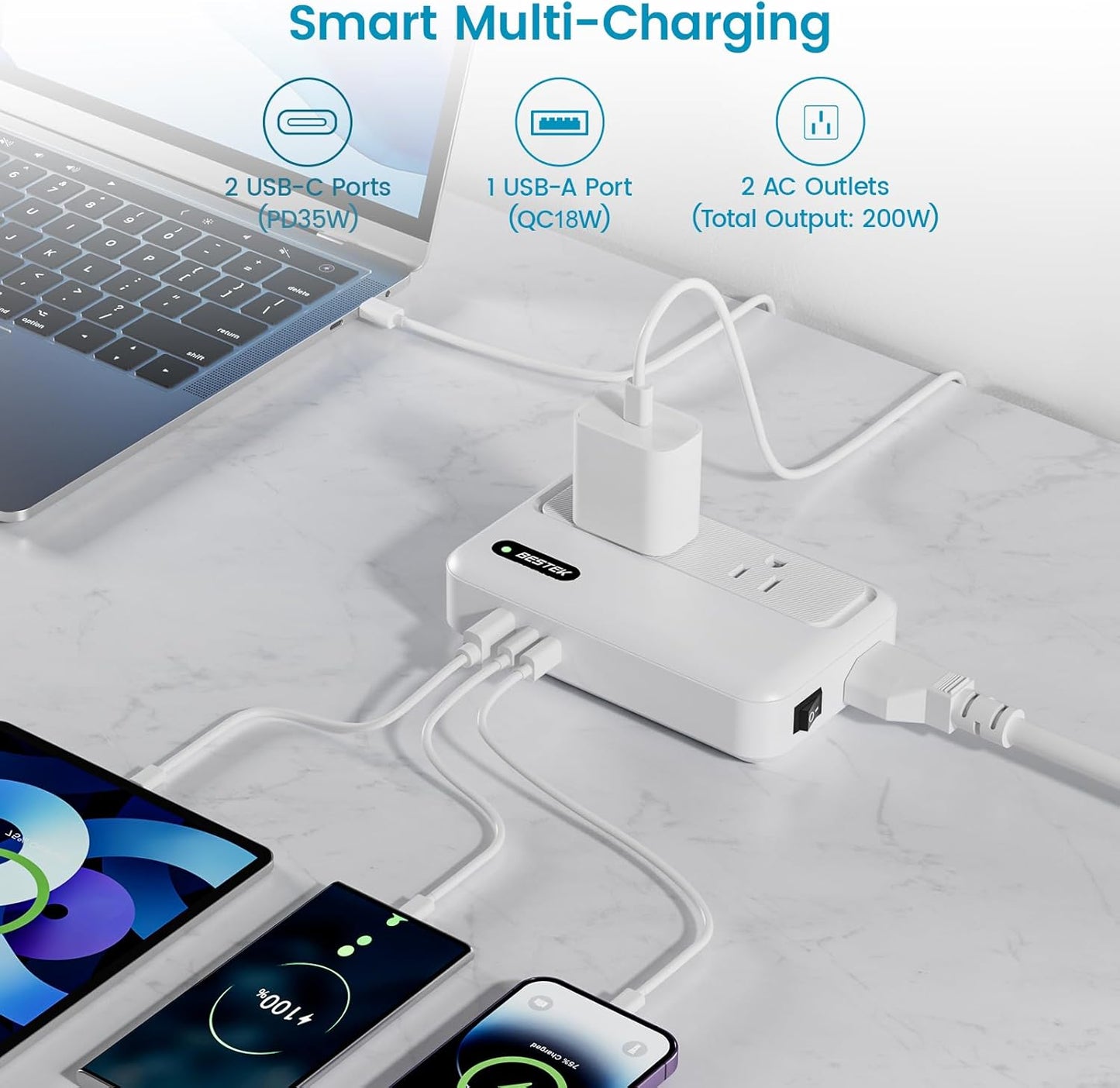 BESTEK 220V to 110V Converter with USB-C 35W, Universal Travel Adapter, US to Europe Power Converter for Hair Straightener/Curling Iron, Step Down Transformer(AU/EU/UK/India/South Africa Plug Adapter)