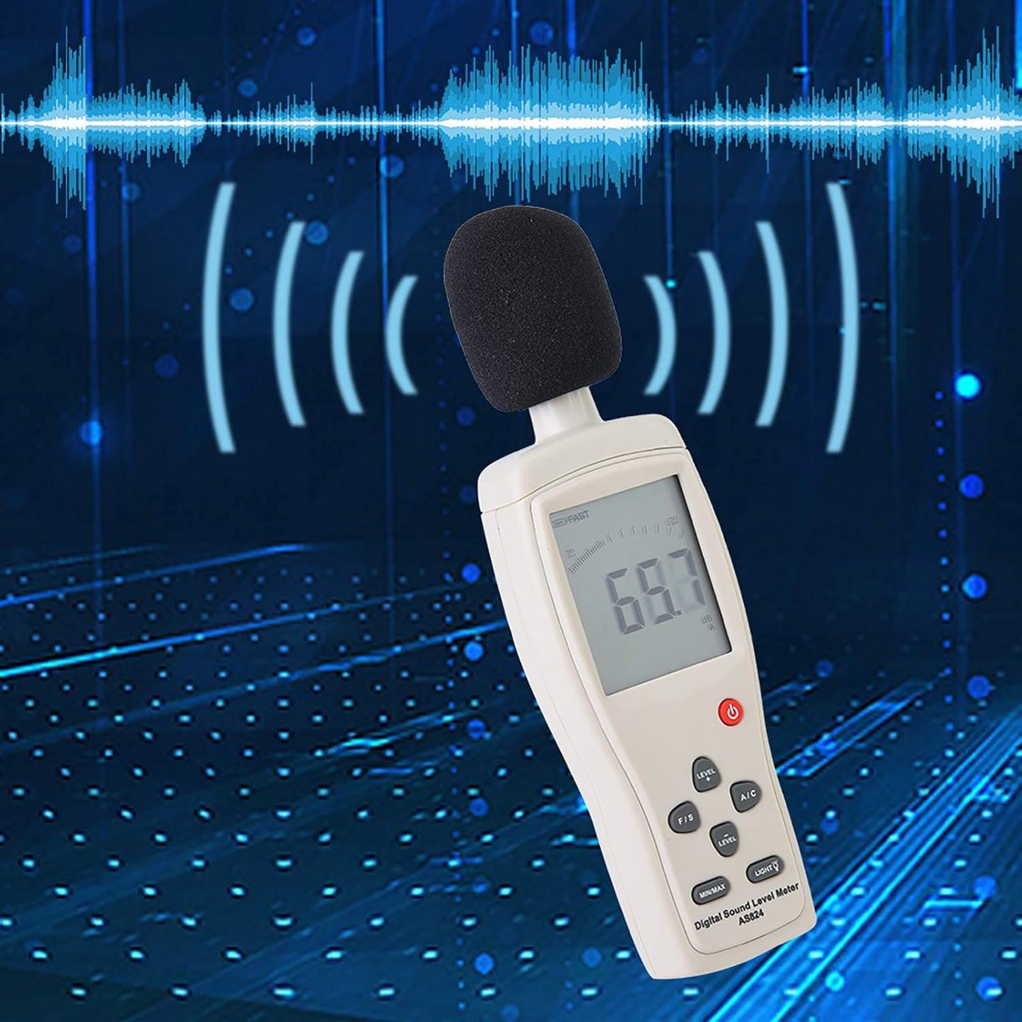 Smart Sensor AS824 Sound Level Meter 0-130 dB range for Frequency Analyzer FFT Analyzer Graphic Recorder with Instantaneous Sound Measure Function