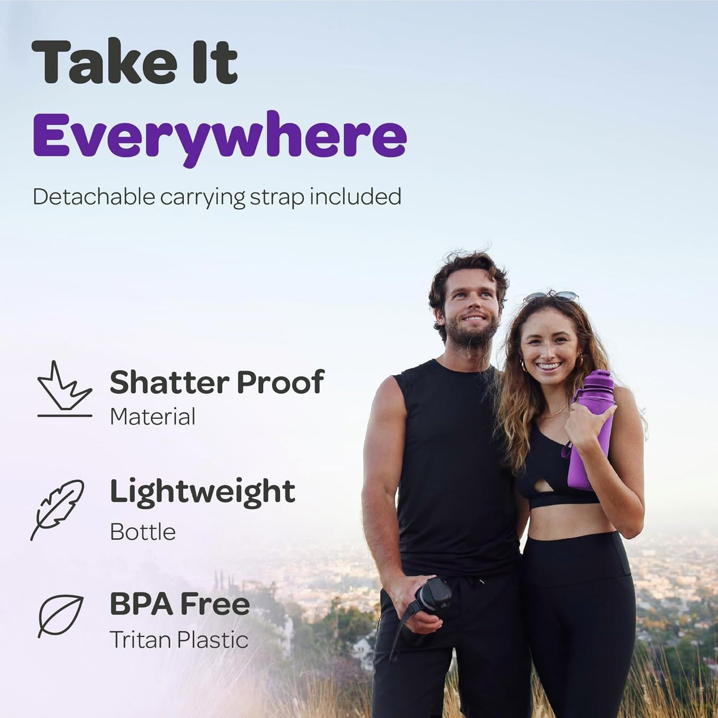 Hydracy Water Bottle with Time Marker -Large BPA Free Water Bottle & No Sweat Sleeve -Leak Proof Gym Bottle with Fruit Infuser Strainer & Times to Drink -Ideal for Fitness Sports & Outdoors