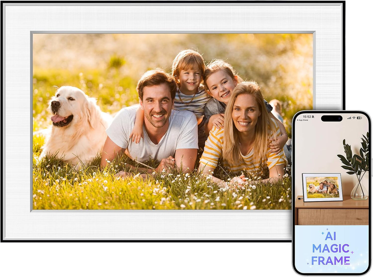 Digital Picture Frame - 10.1" HD Display AI Magic Frame, Touch Screen Digital Photo Frame with Easy Setup, Unlimited Cloud Storage, Gifts for Parents and Grandparents
