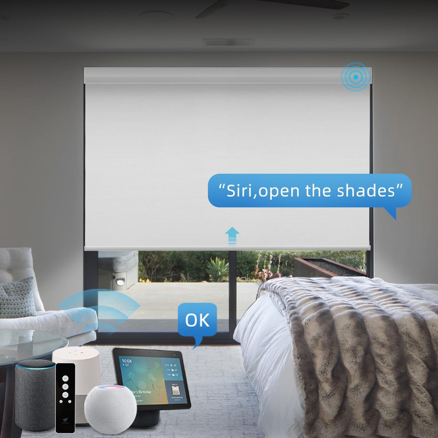 SmartWings Fabric Samples for Motorized Blackout Shades Blinds Fabric Sample (30 Colors), Custom Size, Rechargeable Battery, Works with Matter/Apple HomeKit, Alexa, Thread/Zigbee, Remote Optional