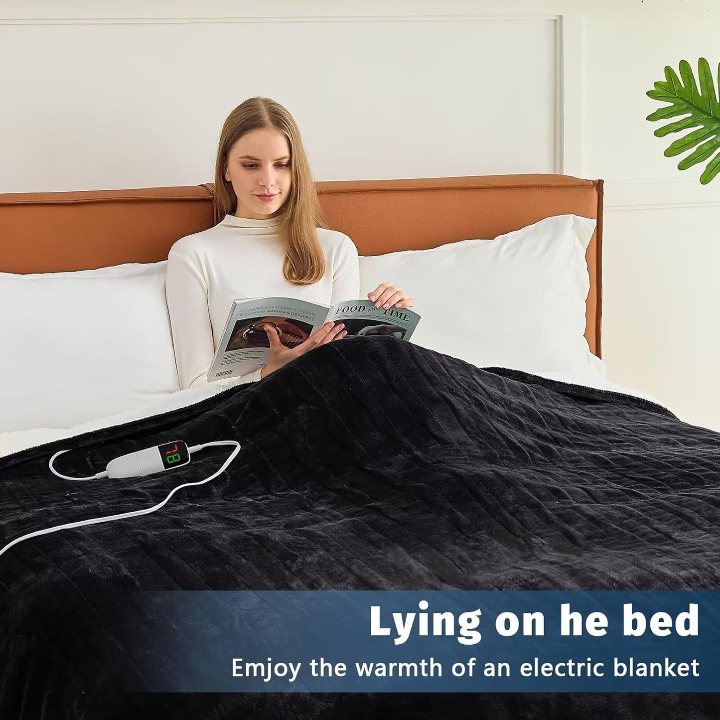 BOMOVA Heated Electric Blanket Full Size - 72" x 84" Heating Blanket with 10 Heating Levels & 8 Hours Auto Off, Warm Flannel Blanket, Christmas Birthday Gifts for Women