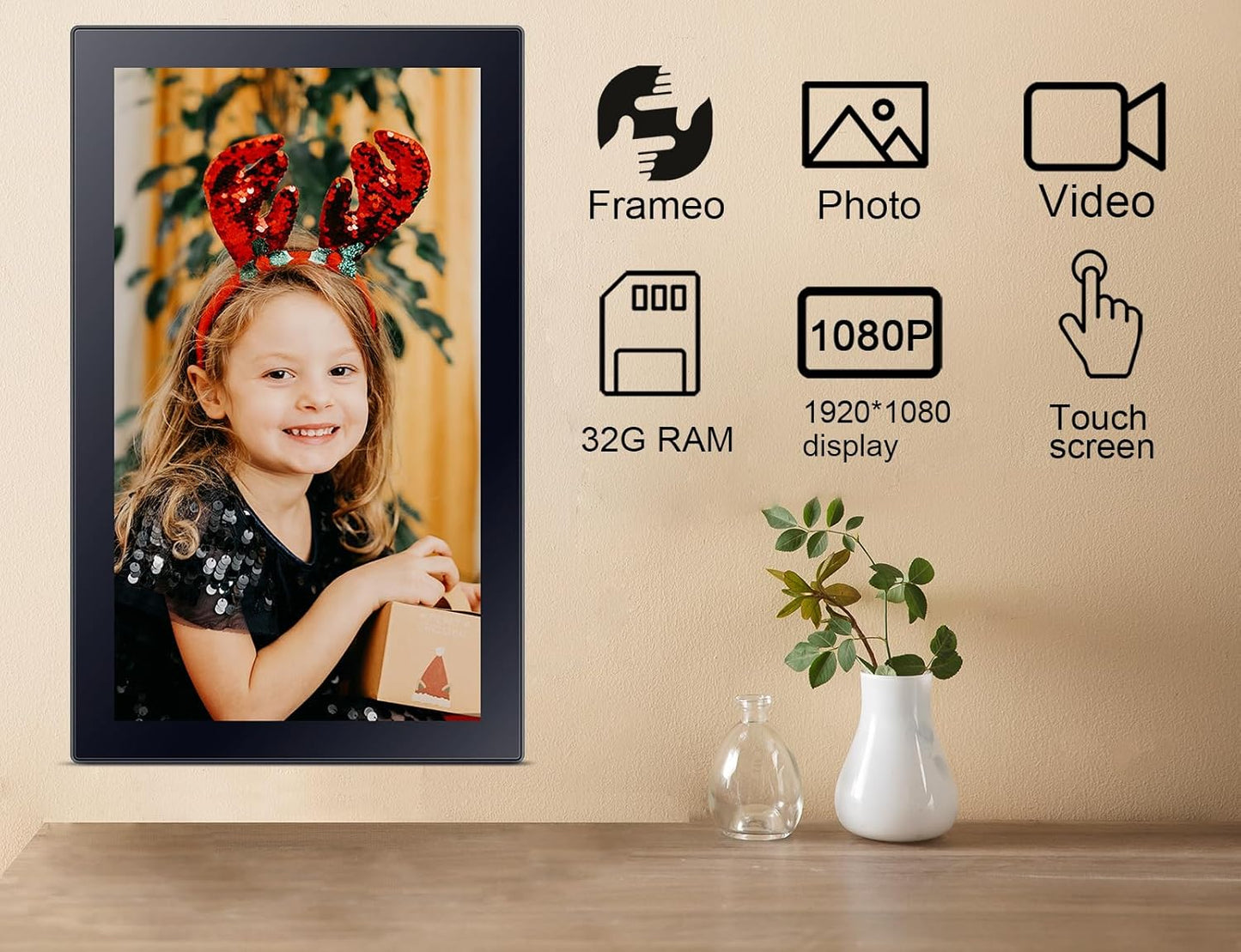 Frameo Digital Picture Frame with 1080P IPS Touch Screen HD Disply,21.5 Inch Large Digital Photo Frame, 32GB WiFi Frame with Swivel Mount,Send Photos Instantly from Anywhere with via App