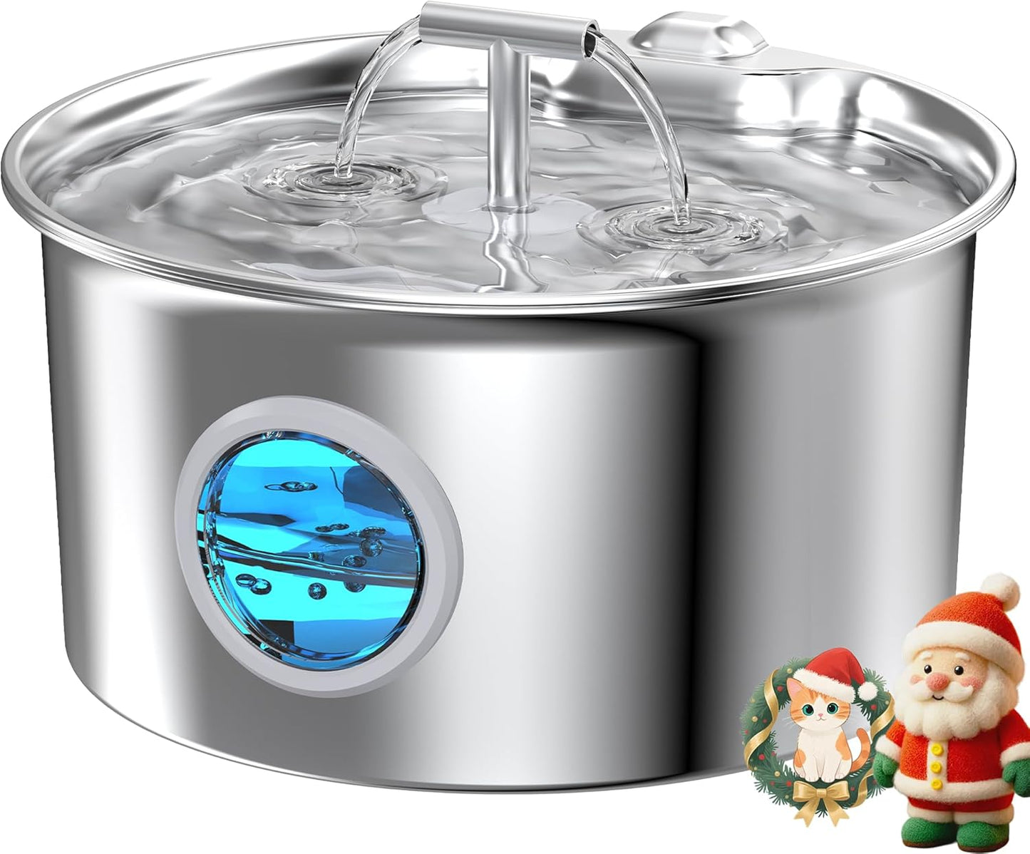 Cat Water Fountain Stainless Steel: 2.6L Cat Fountain for Drinking - Pet Water Fountain for Cats Indoor - Automatic Pet Water Dispenser Bowl - Best Auto Feeding Supplies Gift for Small Dog Large Kitty