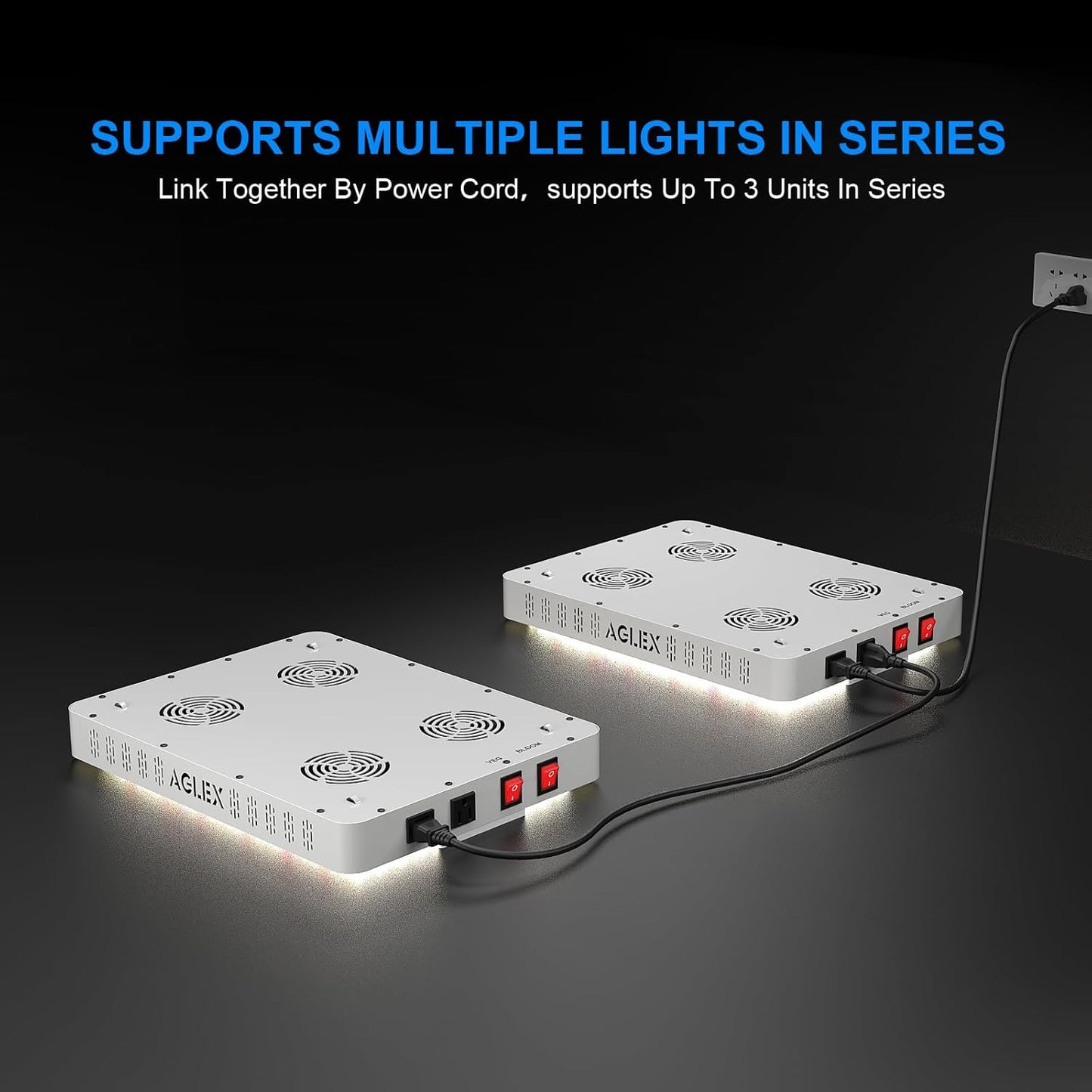 E4000 LED Grow Light, Full Spectrum for Indoor Plants, Daisy Chain, 3x4 Grow Tent, Built-in Silent Fan (320W Actual Power)