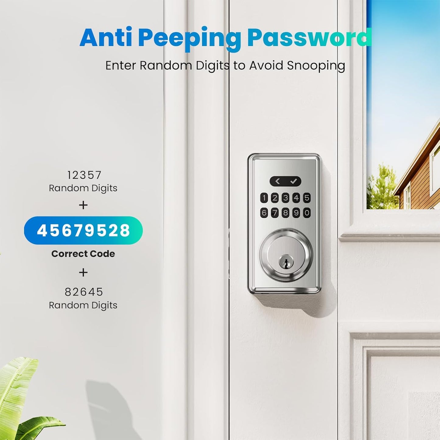Keyless Entry Door Lock Deadbolt with Keypad, Digital Smart Locks with Code, Auto Lock, Anti-Peeking Password, Easy Installation, Satin Nickel