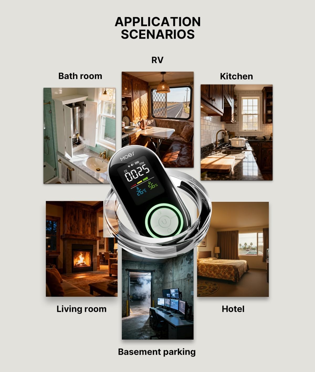 MOES Carbon Monoxide Detector Plug in, Backup Battery Digital CO Detector with Real-Time Display for CO Level, Temp & Humidity, Compact Plug-and-Play CO Alarm for Home, Apartment, RV & Travel, 3 Pack