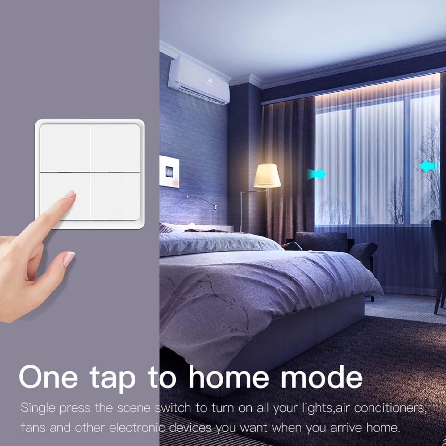 MOES Wireless Smart Scene Switch Button, Require MOES HUB, Zigbee Connection Tuya Battery Powered Included 12 Scene Controller for Smart Home Automation 4 Gang Black