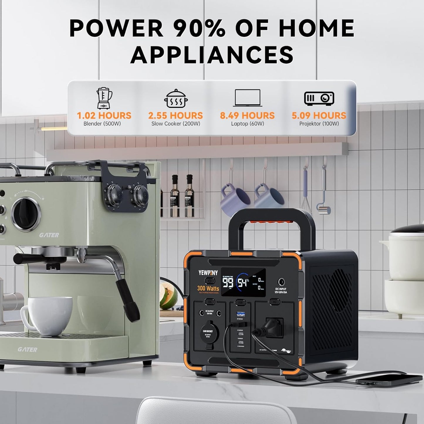 300W Portable Power Station, Solar Generator 259Wh, 70,000mAh LiFePO4 Battery with 65W USB-C PD&Pure Sine Wave AC, Solar Charging for Camping,Home Backup,Emergency Power(SOS Light & LCD Display)