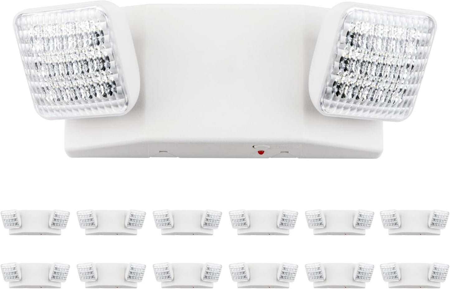 LIT-PaTH LED Emergency Lighting Fixtures with 2 LED Heads and Back Up Batteries- US Standard Exit Light, UL 924 and CEC Qualified, 120/277 Voltage, 12-Pack