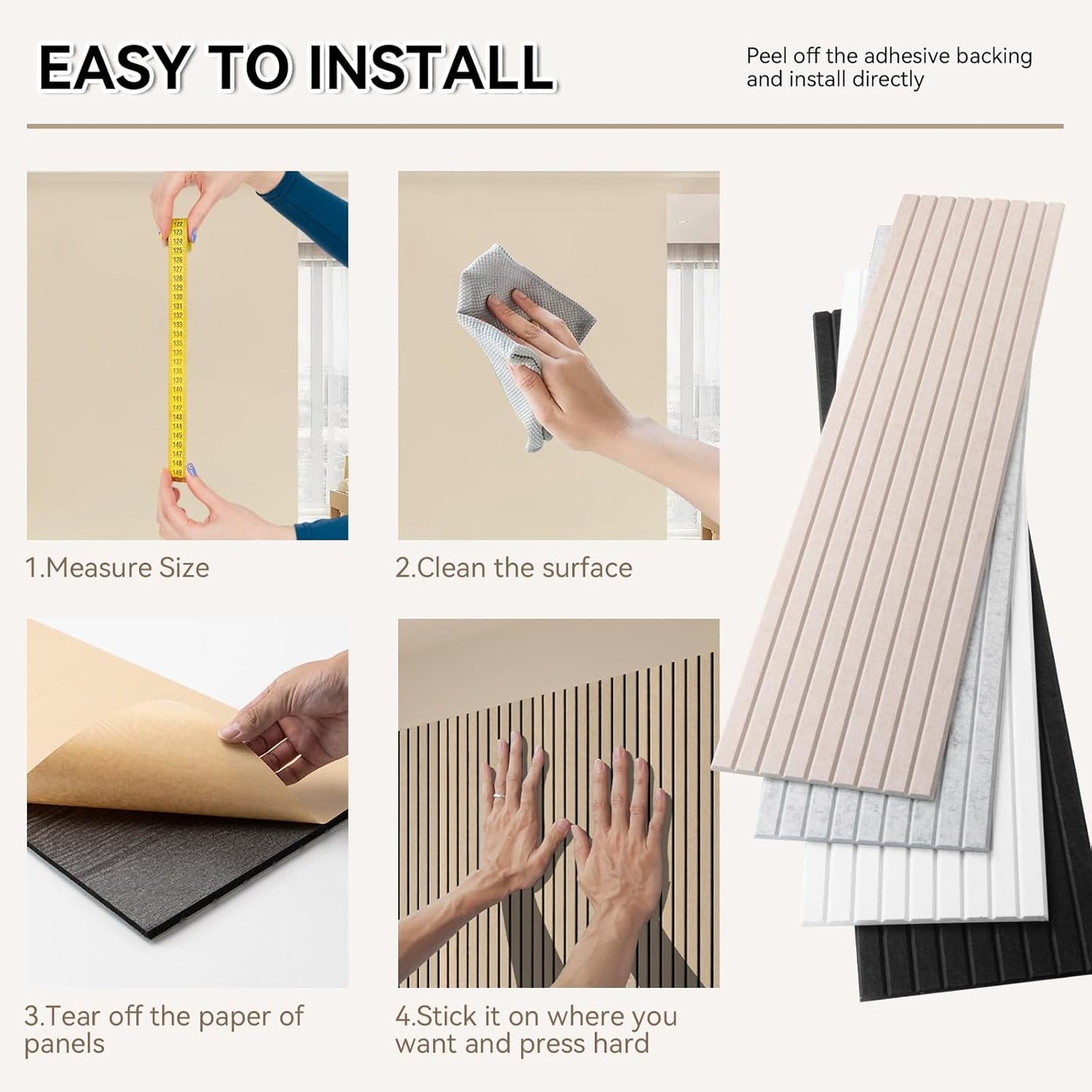 Self-Adhesive Acoustic Panels, 10 Pack Large Soundproof Wall Panel, High Density Sound Proof Panels, Decorative Absorbing Acoustic Treatment for Home Studio Office (Black)