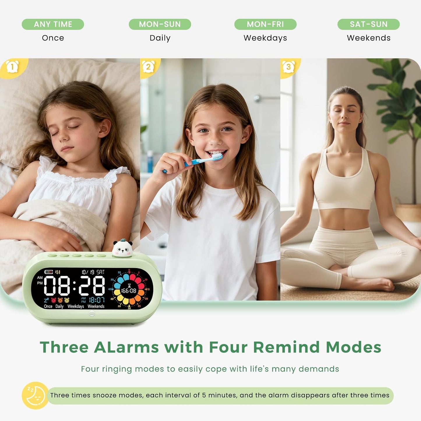 Mooking Digital Alarm Clock for Bedroom, Visual Timer for Kids, 199 Minute Rechargeable Digital Clock with Timers for Home School Supplies Study Teaching Time Timer Management Tool Countdown Timers