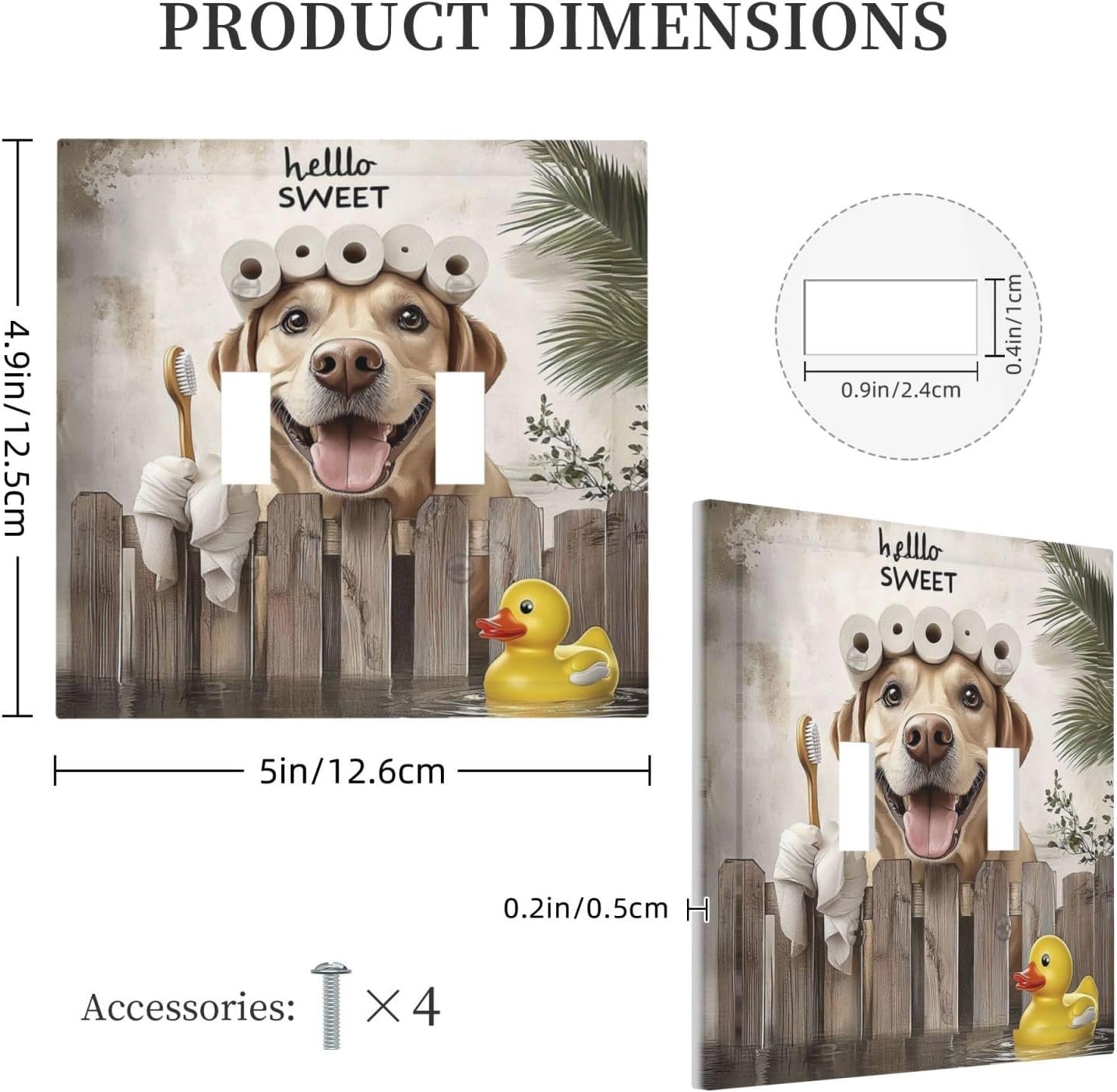 Funny Dog Rustic Farmhouse Wooden Fence Labrador Decorative Switch Plates 2 Gang Double Toggle Outlet Light Switch Cover Wall Plate Electrical Faceplate For Kids Room Bathroom Decor