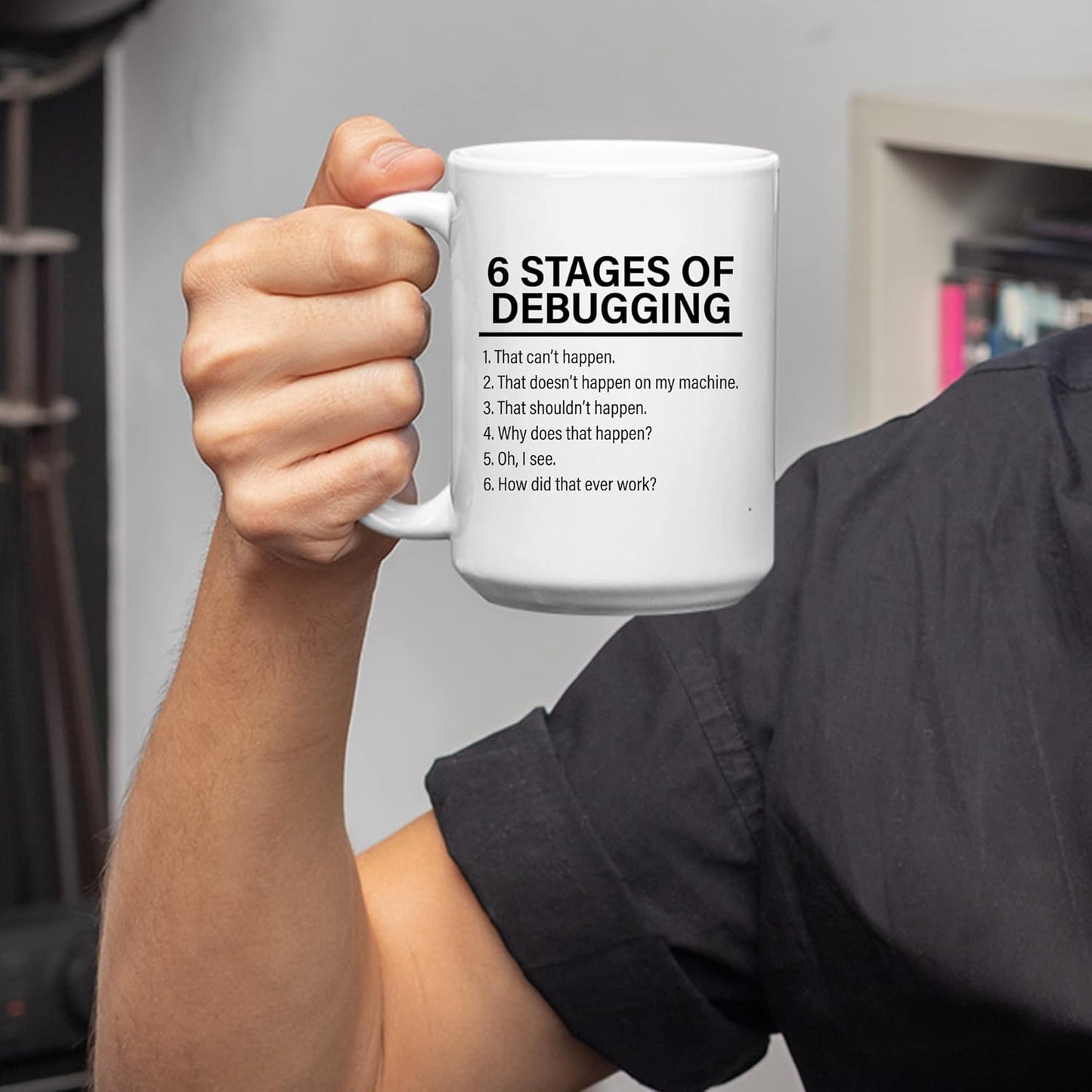 Panvola Stages Of Debugging Computer Programmer Gift Funny Programming Coder Mug For Dad Husband Boyfriend Coworker From Wife Girlfriend Friends Ceramic. Cup (15 oz, White)