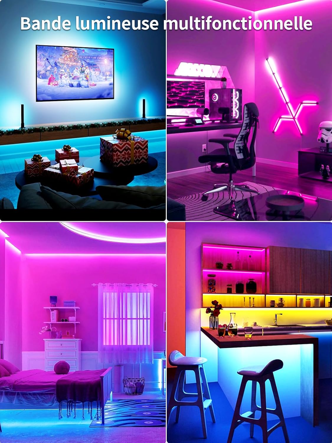 GIPOYENT Music Sync LED TV Backlight, RGB Color Changing Light Strip for 55-80 Inch TVs - Bluetooth Function, Home Theater (19.6ft)