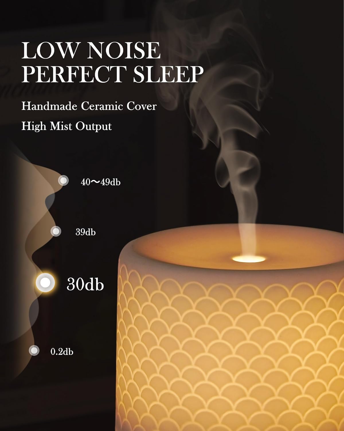 Essential Oil Diffuser, 280ml Ceramic Aromatherapy Diffuser with Ultrasonic Cool Mist Humidifier, Timer, Auto Shut-Off, Large Room Aroma Diffuser for Home, Bedroom, Office, Yoga