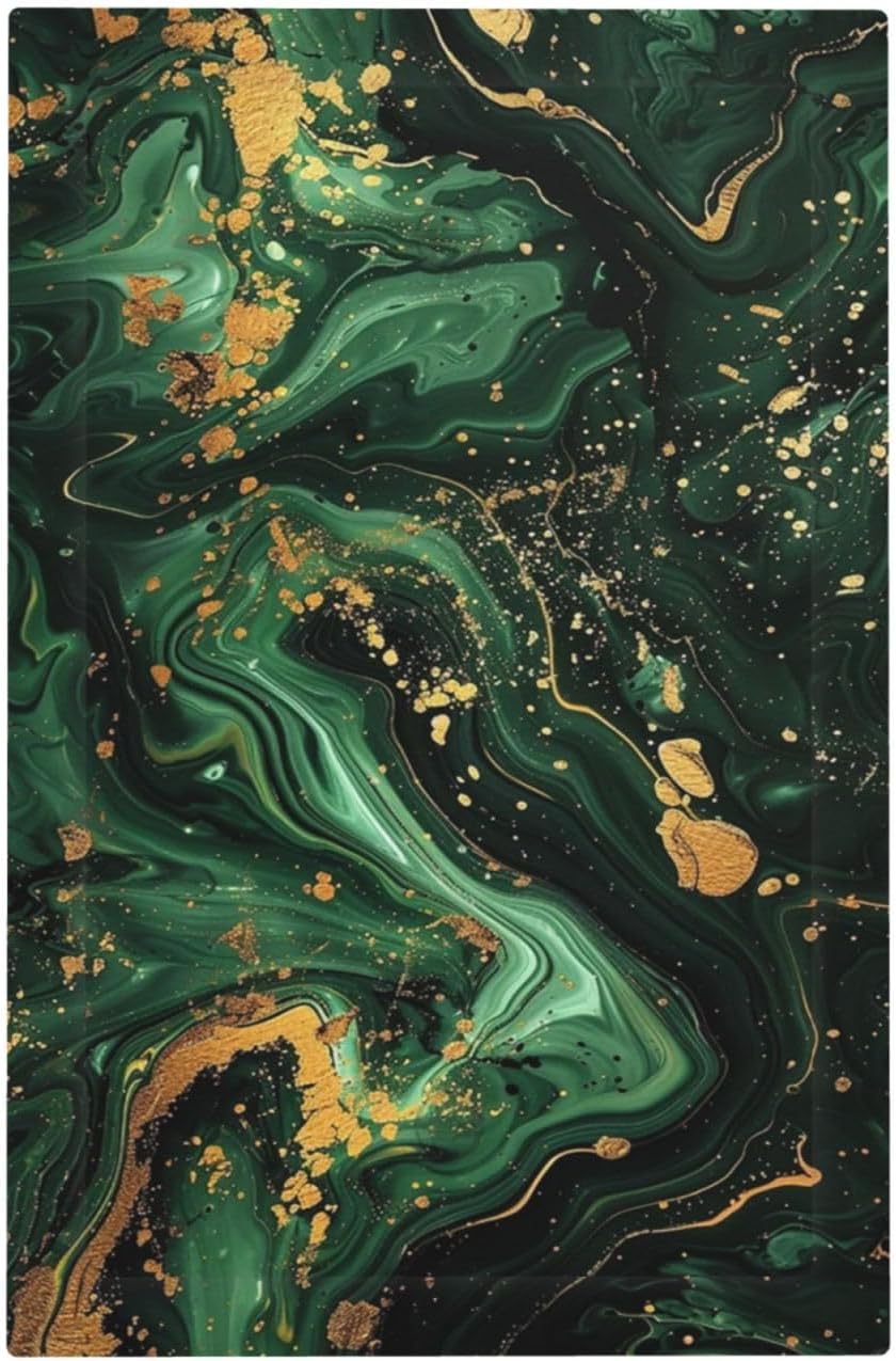 Green/Gold Modern Abstract Luxury Marble 1-Gang No Device Blank Wallplate Electrical Light Switch Covers Decorative Receptacle Face Plate Cover for Bathroom 5 X 3 IN