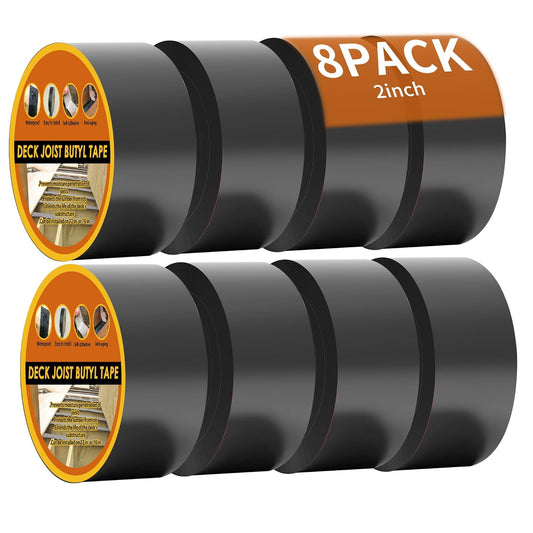 8 Pack Joist Tape for Decking 2''×50', Weather-Resistant,Waterproof Seal Antiseptic Butyl Tape,Self-Adhesive Flashing Joist Tape for Wood Decks Beams Roof