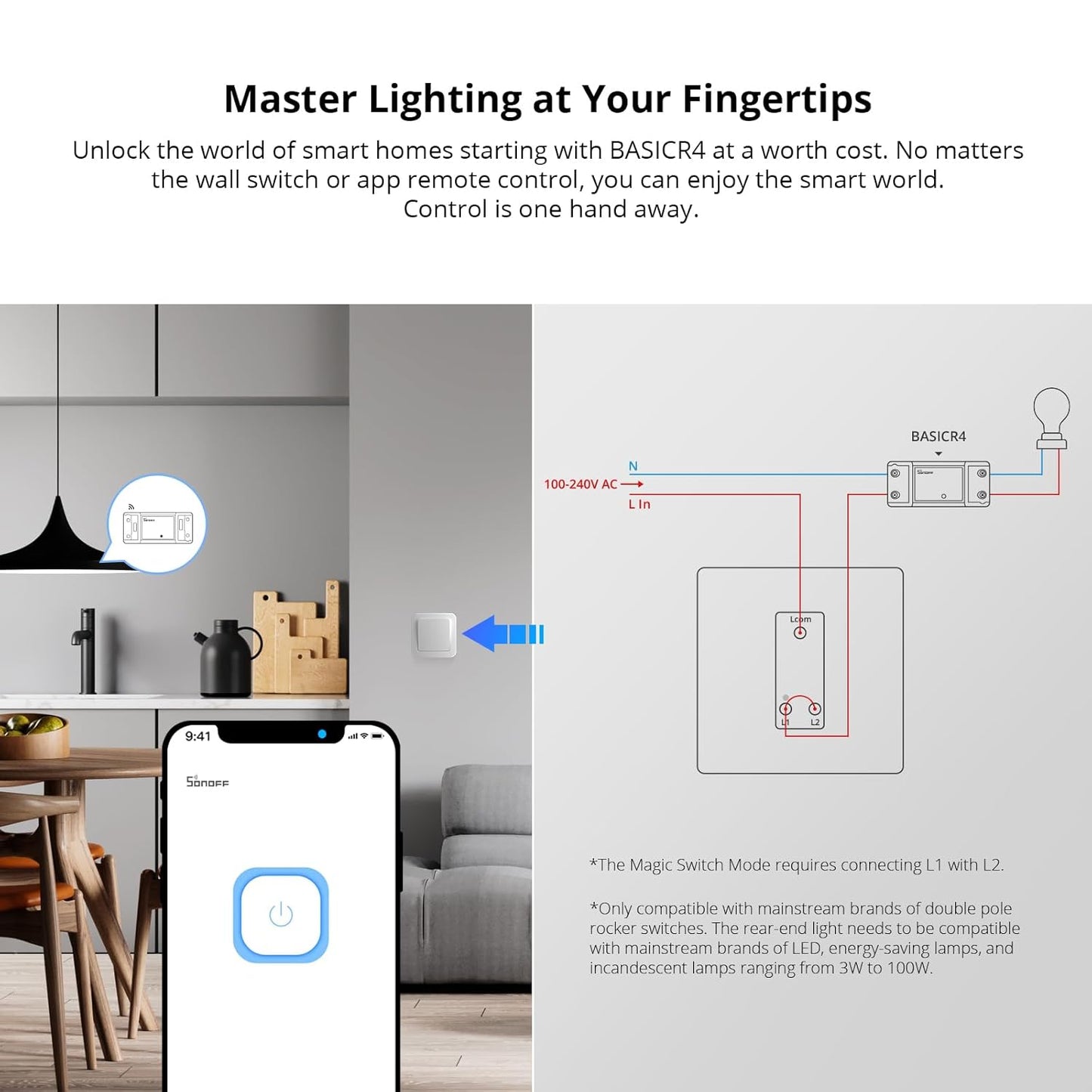 SONOFF BASICR4 Wi-Fi Smart Switch,DIY Module for Smart Home Automation Solution,Compatible with Alexa & Google Home Assistant,2 Pack