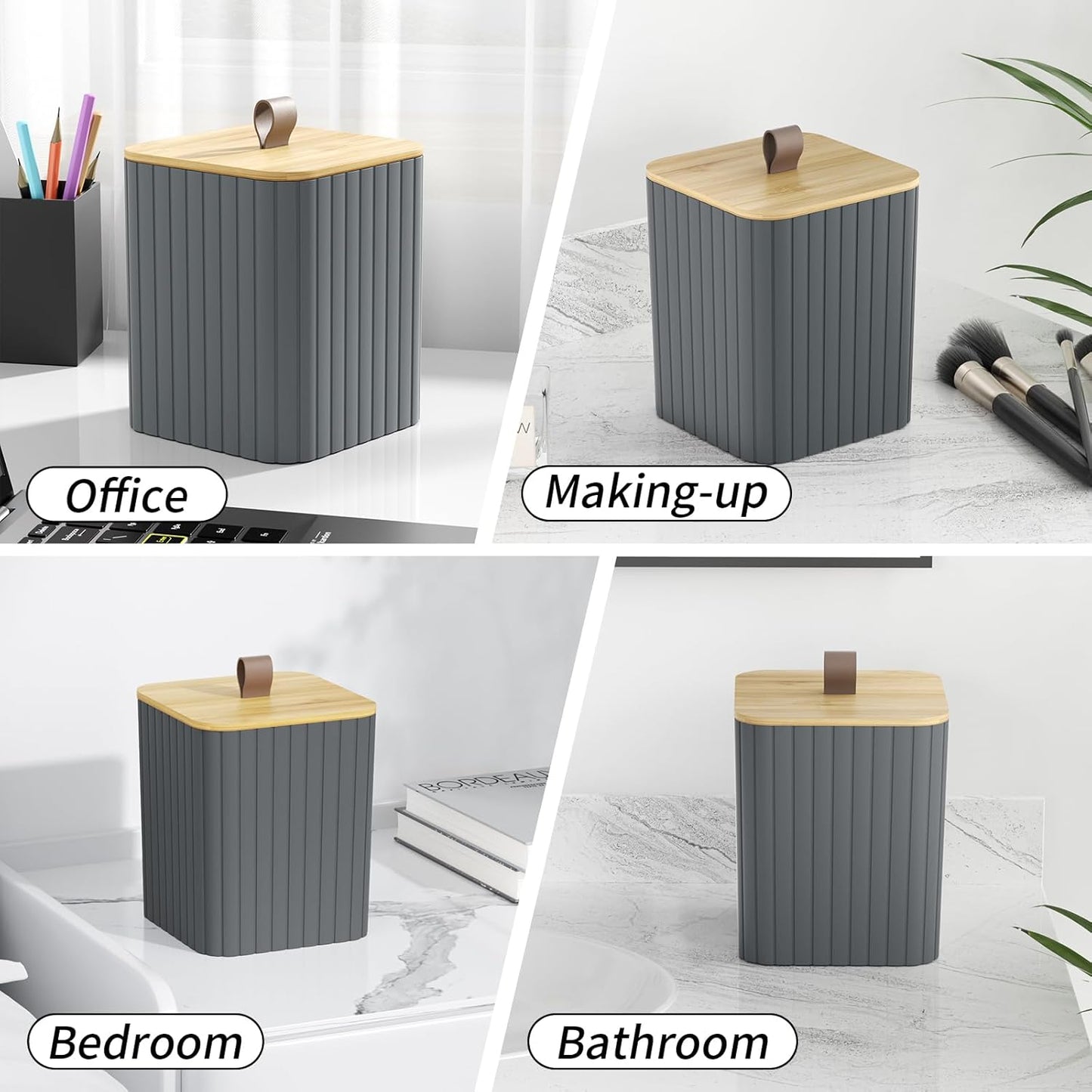 Bathroom Accessory Set - Grey Bathroom Set, 27PC Bathroom Accessories Set, Bathroom Sets with Shower Curtain and Rugs, Mini Trash Can, Toilet Brush, Trash Can & Soap Dispenser