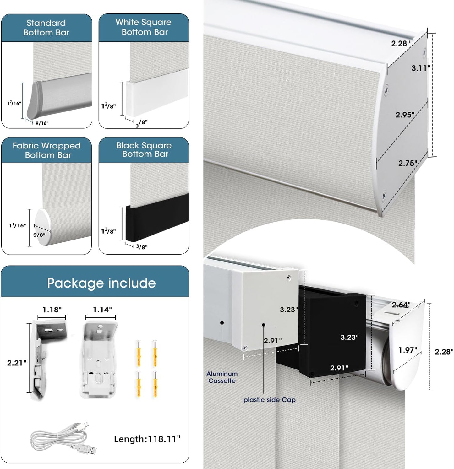 SmartWings Motorized Light Filtering Shades, 50% Blackout PVC Free Smart Blinds, Custom Size, Rechargeable Battery, Works with Matter/Apple HomeKit, Alexa, Thread/Zigbee, Remote Optional, 50% Pearl
