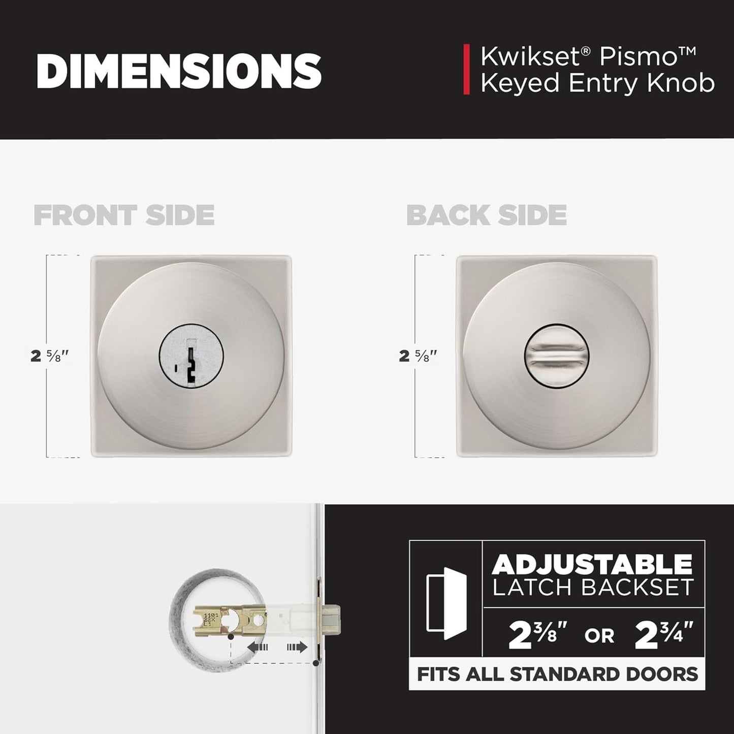 Kwikset Pismo Entry Door Knob with Lock and Key, Secure Keyed Handle Exterior, Front Entrance and Bedroom, Satin Nickel, 10 Pack, Pick Resistant SmartKey Rekey Security and Microban