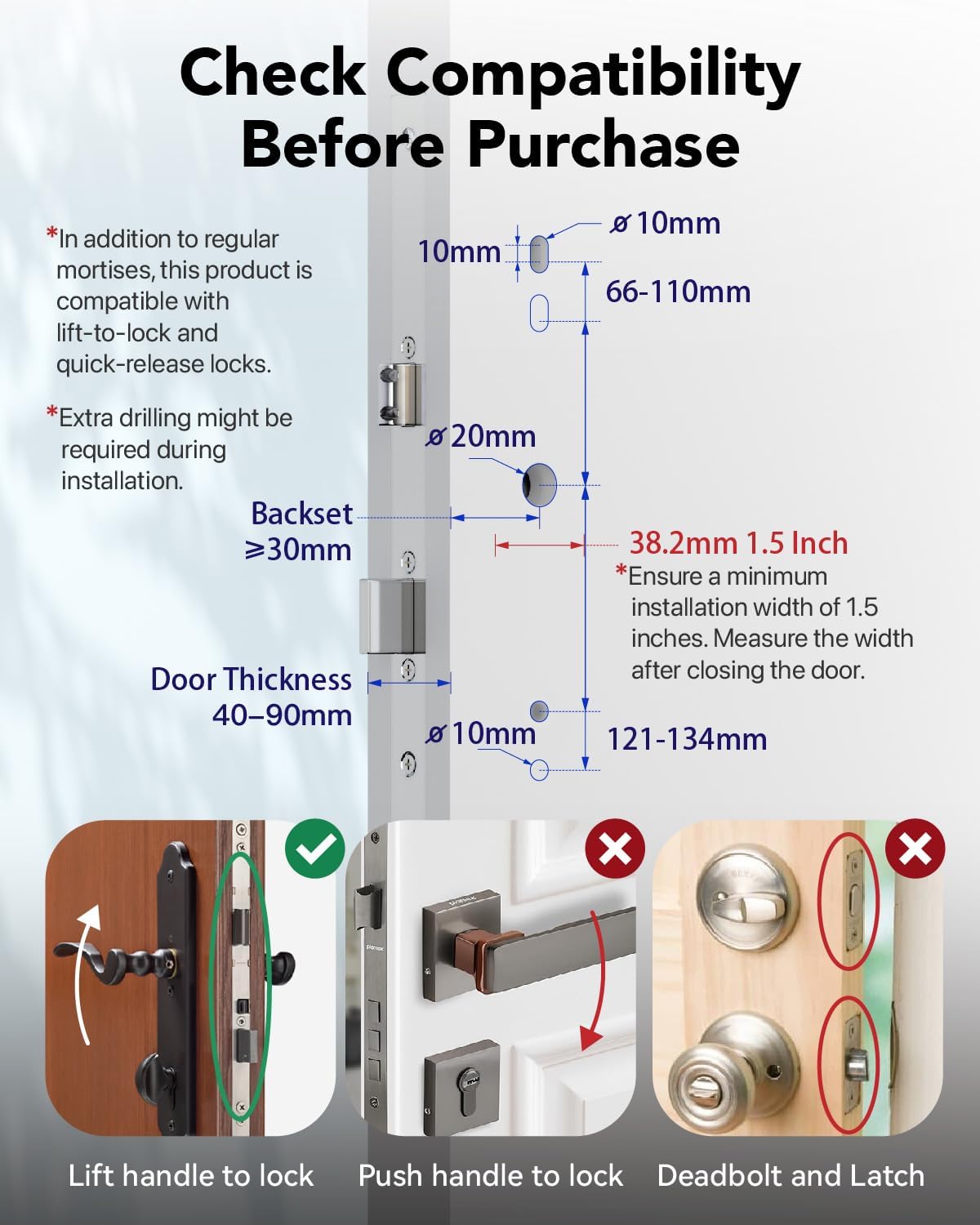 Electronic Smart Door Lock Fingerprint Door Lock with Keypad，Smart Lock for Front Door Children Proof IC Card,40–90mm Multipoint Locks (Not Suitable Point Mortise Lock)(OSP Mirror Silver)