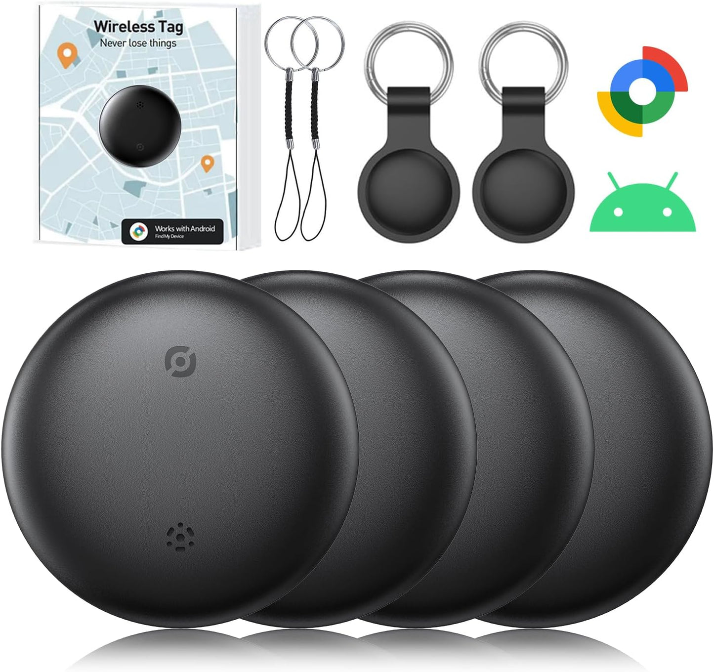 Bluetooth Smart Tags for Android,Air Tracker Tags-4 Pack Android,Keys Finder,Item Locator Works with Google Find Hub App(Android only),Android Tracker Tag for Keys,Luggages,Backpack,Wallet