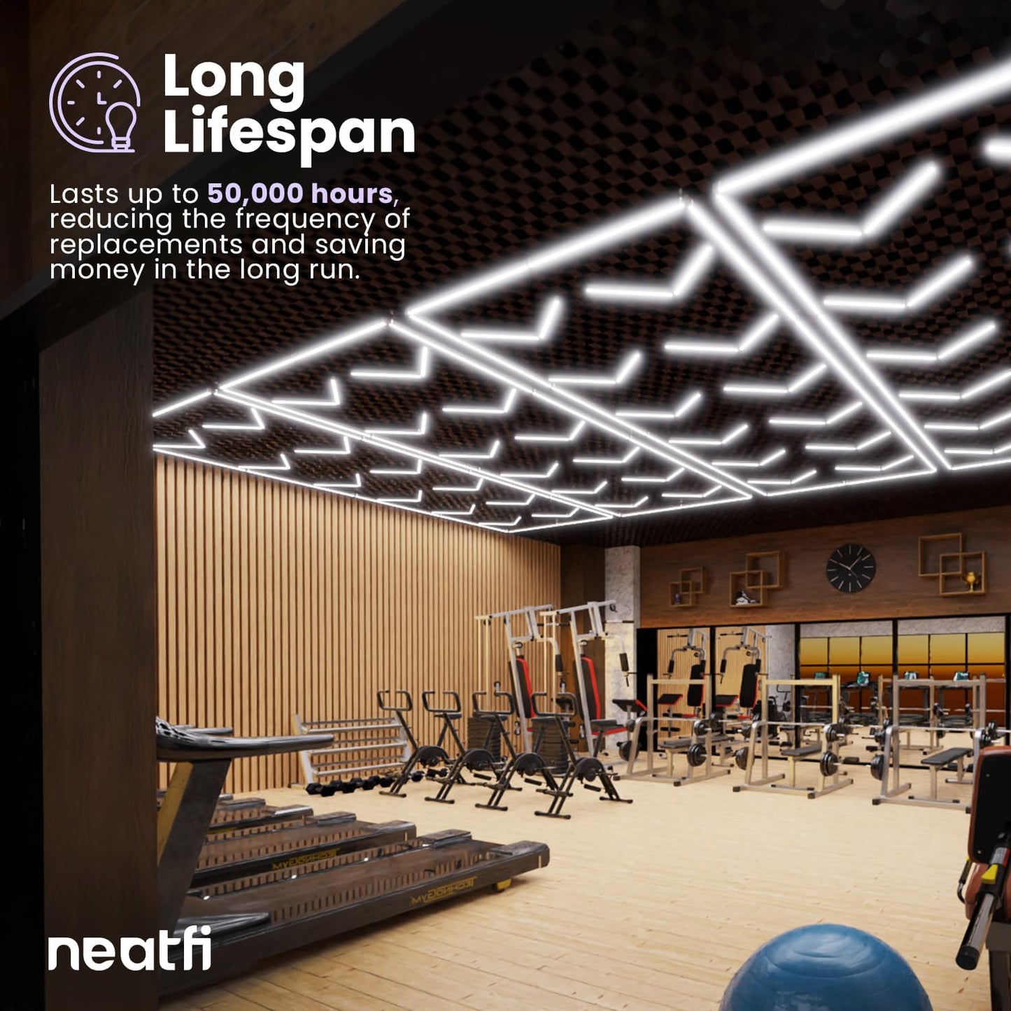 Neatfi LED Ceiling Garage Lights, 42,240 Lumens, 6500K, Ceiling Lights for Garage, Auto Shops, Car Detailing, Workshop, Gym, Basement, Warehouse, Barber Shop & Beauty Salons (12 Arrows, Cool White)