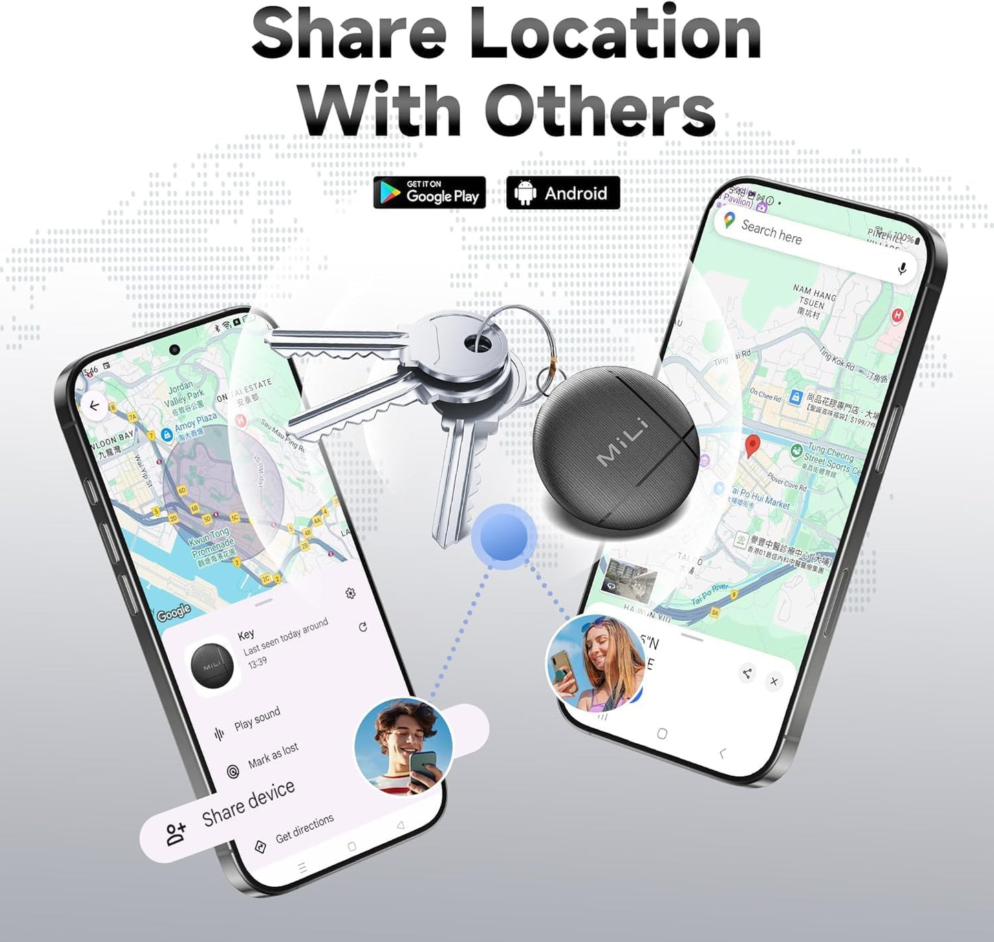 LiTag - Bluetooth Tracking Tag for Android. Smart Tracker for Google Find My Device (Find Hub) App. Item Finder Locator for Keys, Luggage, Suitcase, Backpack, Purse (1 Pack)