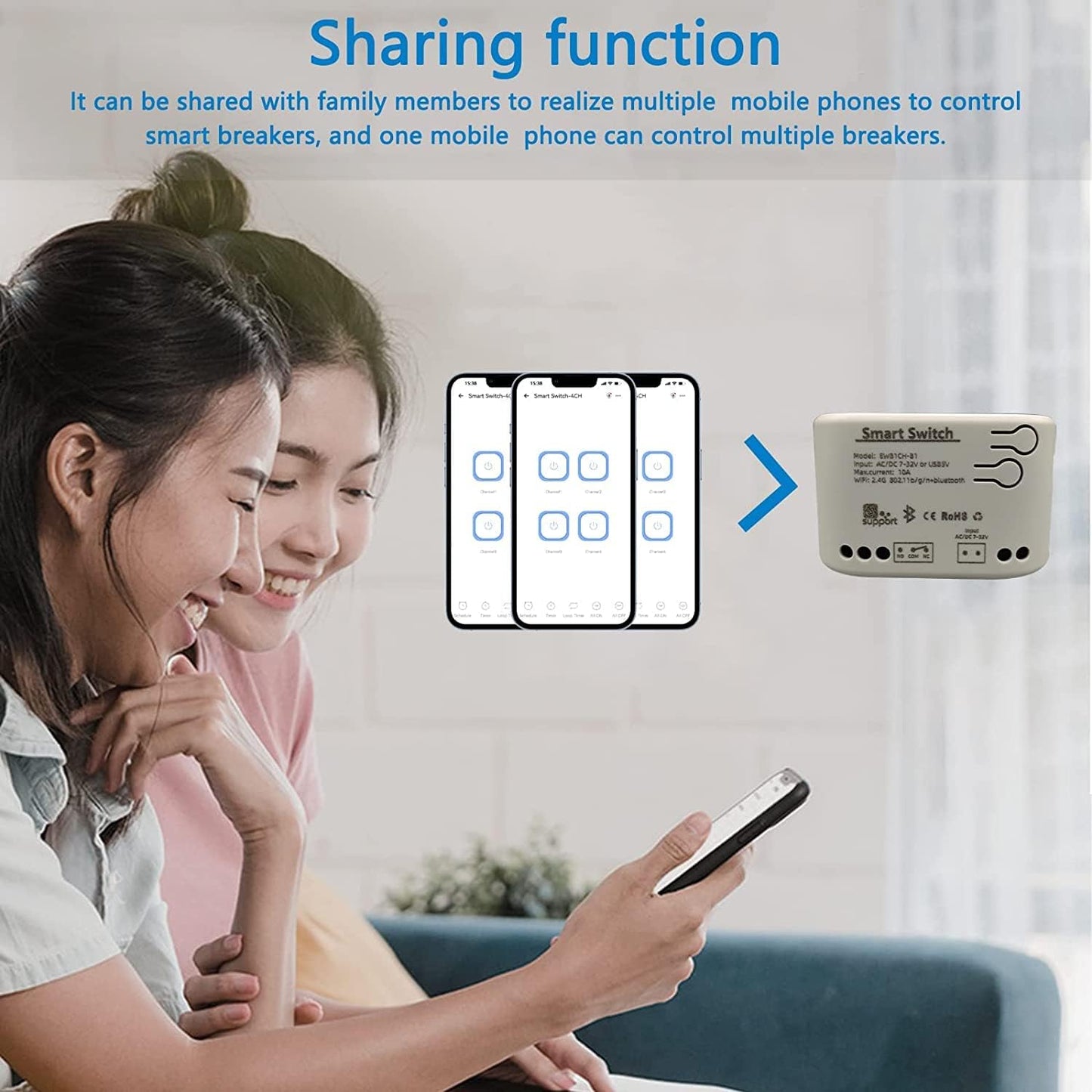 Smart Switch Momentary/Latching WiFi Relay, eWeLink App Bluetooth Control Switch, DIY Smart Home, Compatible with Alexa Google Home