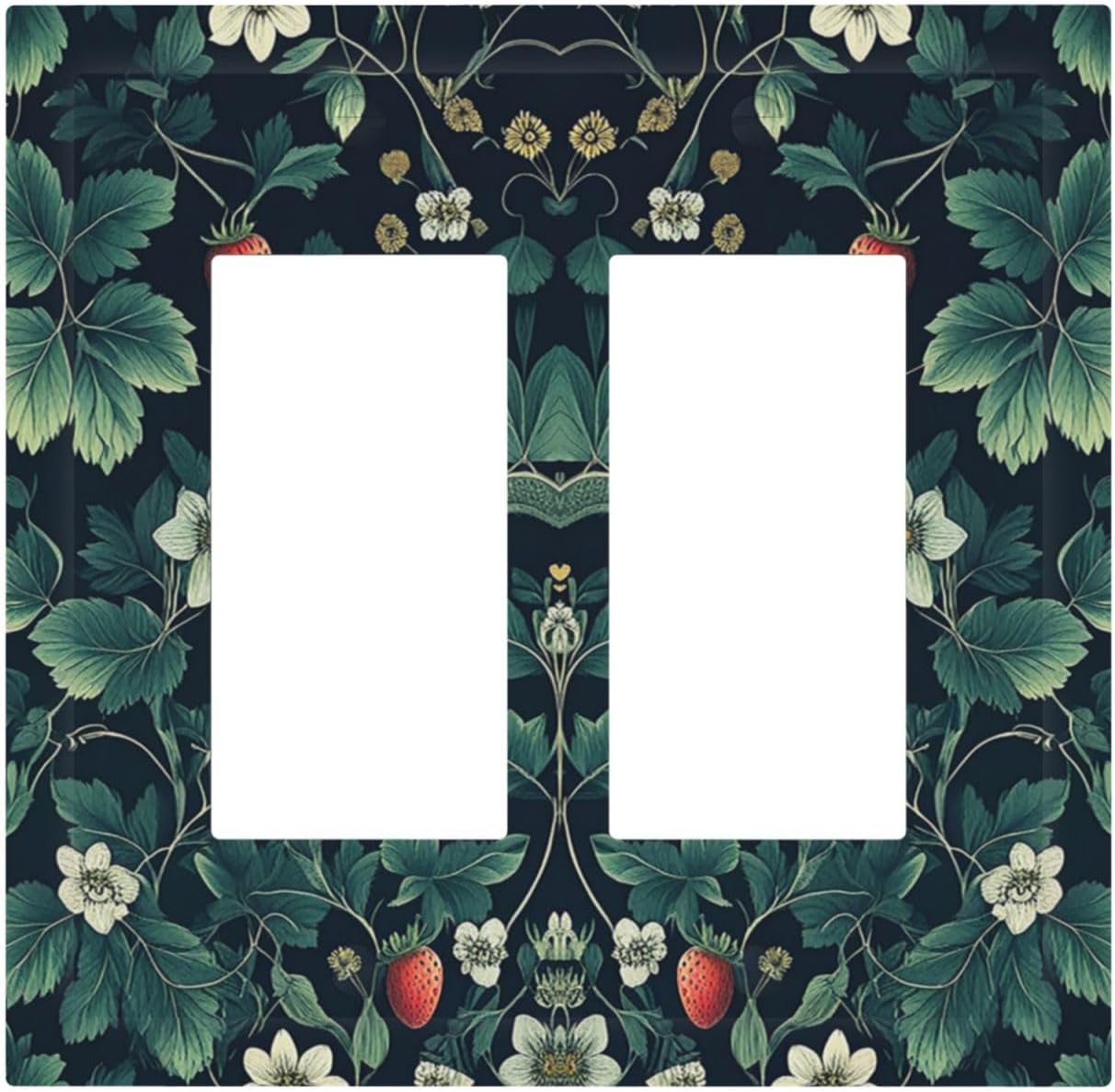 Decorative Outlet Covers Strawberry Birds Flowers Plant Morris Floral 2 Gang Double GFCI Rocker Electrical Wall Panels Light Switch Cover Plate for Bedroom Farmhouse Decor