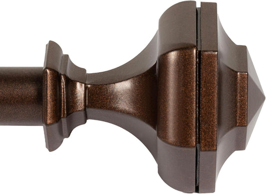 Deco Window Adjustable Curtain Rod for Windows 18 to 44 Inch (Pack of 1) Extendable Heavy Duty 3/4 Inch Iron Drapery Pole with Finials Wall Mounted French Door Curtain Rods (Brown)