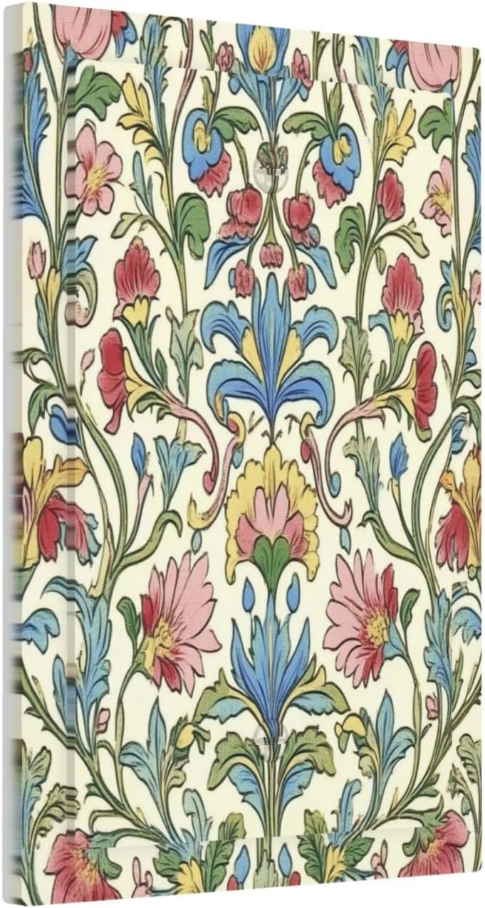 Light Switch Cover Plate Boho Red Floral Morris Plant Leaves 1 Gang No Device Blank Electrical Wall Plates Faceplate Decorative Switch Plate For Farmhouse Cabin Decor
